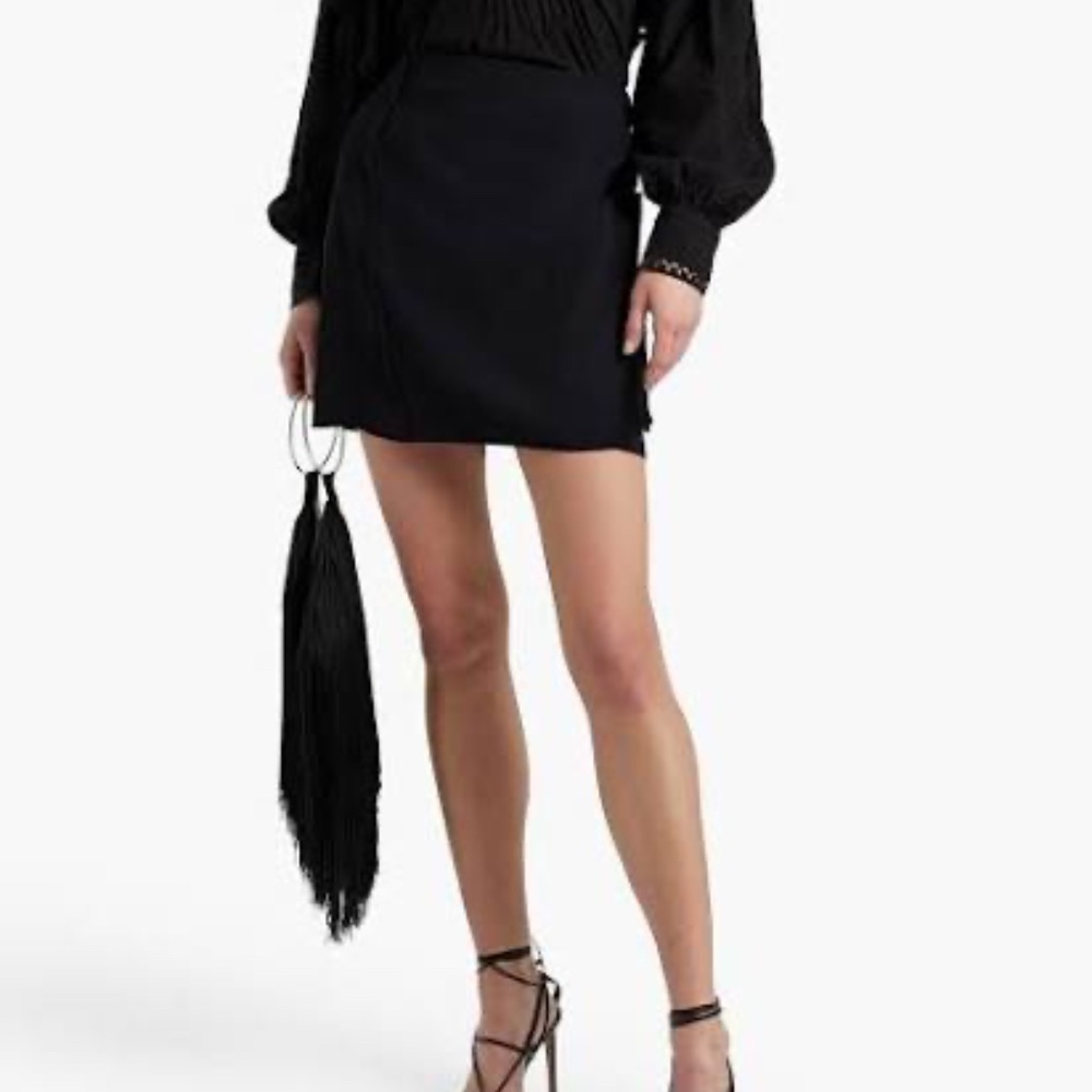 NWT IRO NOURI PLEATED CREPE MINI SKIRT IN BLACK SIZE 38!
